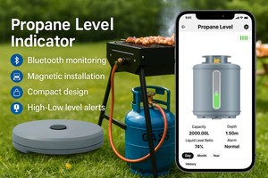 Capteur de <span class=keywords><strong>niveau</strong></span> de <span class=keywords><strong>gaz</strong></span> <span class=keywords><strong>propane</strong></span> à ultrasons BT avec alertes via application, moniteur intelligent de réservoir GPL à montage inférieur pour usage domestique et industriel - Product Image 4