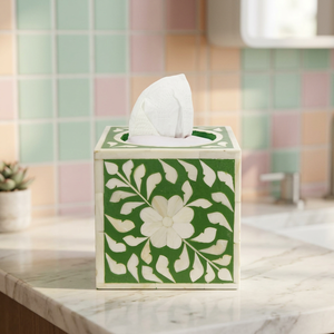Boîte de présentation de serviettes vintage durable pour hôtels et restaurants, support de mouchoirs suspendu, incrustation d'os, vaisselle élégante pour tables à déjeuner BS - Product Image 1