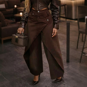 Nouveautés Channel 2026 : Jean Baggy Asymétrique à Effet Enveloppant pour Femme, Streetwear, <span class=keywords><strong>Taille</strong></span> <span class=keywords><strong>Haute</strong></span> Irrégulière, Coupe <span class=keywords><strong>Large</strong></span> en Denim - Product Image 2