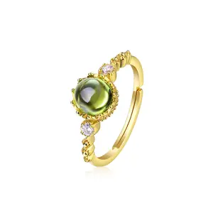 High Quality Topaz/Garnet/Olivine S925 Pure Silver Luxury Ring Fine Fashion Wedding Jewelry for Women