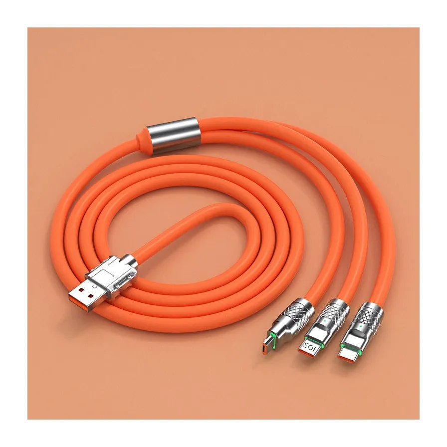 2023 New 3in1 cables commonly used accessories, Liquid Silicone fast charge USB type C micro cord Cable