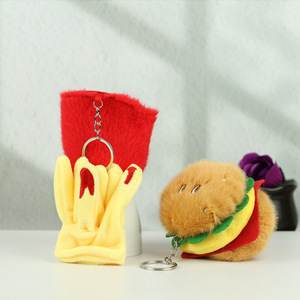Móc chìa khóa mặt dây chuyền thực phẩm búp bê <span class=keywords><strong>Keychain</strong></span> Set bánh hamburger Croissant quyến rũ Keyring dễ thương sang trọng cho mini cần cẩu máy - Product Image 6