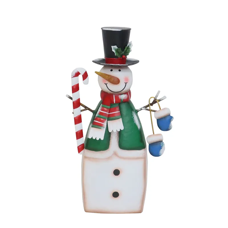 MR Home Christmas Decor Metal Standing Snowman Figurines Indoor Decorations Outdoor Snowman Art Statue