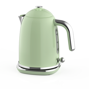 Bouilloire électrique de style vintage 1,7 L 120-240 V sans fil en acier inoxydable avec élément chauffant dissimulé et rangement du cordon - Product Image 1