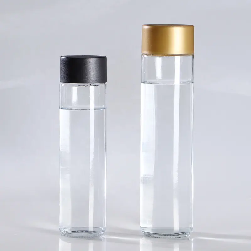 250ml 500ml 750ml botella transparente de agua de vidrio completo con boca ancha y tapa de plástico