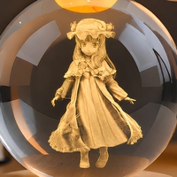 Boule de cristal 3D sculptée sur mesure avec base LED, cadeau personnalisé en forme de dessin animé, idéal pour la décoration intérieure - Fabrication Small Bridge