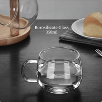 Tasses à café en verre borosilicate transparent à paroi simple de 350 ml avec poignée, sans BPA, résistantes à la chaleur, compatibles micro-ondes et lave-vaisselle, isolées