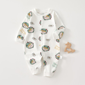 Combinaison bébé en coton pur sans couture, unisexe, printemps automne, sous-vêtement de nuit - Product Image 1