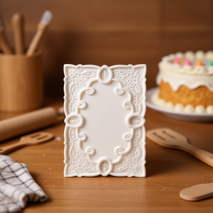 Moule à gâteau rectangulaire blond 34x41cm, élégant, en plastique blanc, pour la décoration de gâteaux d'anniversaire - Product Image 3