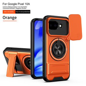 Coque de protection hybride PC+TPU avec anneau, fenêtre coulissante et protection d'objectif pour appareil photo, avec béquille magnétique, pour Google Pixel 10A 10 Pro XL - Product Image 6