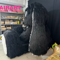 Lapin de Pâques gonflable en peluche noire de dessin animé - Jouets en peluche de lapin personnalisés et modèle de lapin gonflable pour la décoration de Pâques en extérieur