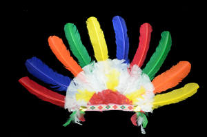 HS gros costume faisant des plumes extension de cheveux mode bleu <span class=keywords><strong>plume</strong></span> <span class=keywords><strong>indien</strong></span> coiffure chapeau pour la décoration de fête de carnaval - Product Image 5