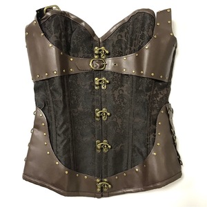 Corsetto Modellante Sexy Marrone Nero in Dobby con Stecche in Acciaio, Top Snellente per la Vita in Tessuto Jersey di Nylon Spandex con Funzione Termica, Corsetto Inferiore - Product Image 5