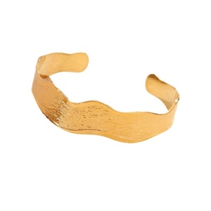 Non Tarnish Jewelry Women Charm Titanium Steel Irregular Chunky <b>Bangle</b> <b>Bracelets</b> for Women - Product Image 1