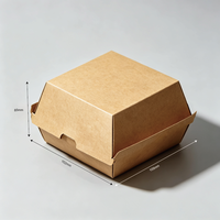 Boîte à hamburger personnalisée avec logo, papier kraft de qualité alimentaire, emballage pour hamburger, jetable, vente en gros, écologique