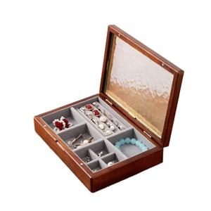 Wood Jewelry <b>Box</b> Rectangle Solid Color Storage For Rings Necklaces <b>Vintage</b> Style Exquisite Organizer - Product Image 1
