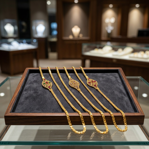 สร้อยคอทองคำแท้ 14K 18K 24K ประดับเพชร CZ แบบไมโคร พร้อมโซ่ทองเหลือง สร้อยคอแบบดั้งเดิม เครื่องประดับทองประดับเพชร CZ ขายส่ง - Product Image 5