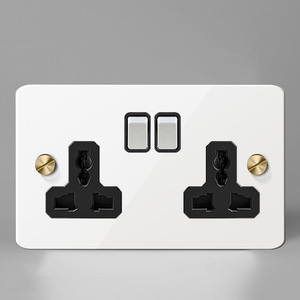 Prises domestiques interrupteurs muraux en acier inoxydable blanc double prise universelle UK EU US pour interrupteur de bureau d'hôtel électronique - Product Image 3