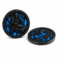 Pièce de monnaie commémorative personnalisée 3D en relief, Charon, émail bleu de luxe, Pièce de défi « Faisceau de âmes » pour collection mythique, cadeau