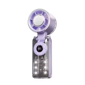 New Design Portable Wearable <b>Mini</b> <b>USB</b> Electric <b>Fan</b> 4000mAh High Speed Adjustable Foldable Transparent Handheld Ice Household - Product Image 4