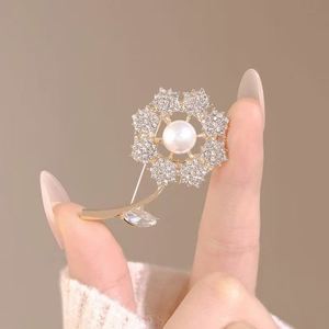 Broche de Perlas de Cristal con Diseño de Diente de León para Mujer, Broches de Diente de León con Circonita Blanca Brillante y Pedrería para Mujer, Broches para Solapa - Product Image 3