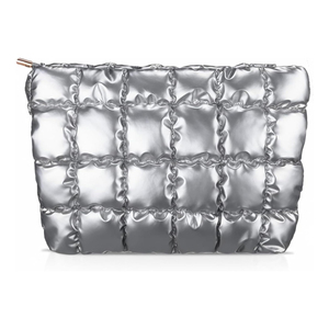 Quilted Down Fabric Makeup Bag Puffy Cosmetic Bag Cute Puffer Travel <b>Toiletry</b> Bag for Women Makeup Pouch Bag - Product Image 1