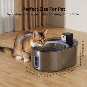 Dispensador de agua LCD inteligente de acero inoxidable para mascotas de 7L, fuente automática para exteriores, cuencos ovalados de carga sólida para gatos, perros, cachorros y pájaros - Product Image 4