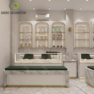 การออกแบบตกแต่งภายในร้านขายเครื่องประดับคุณภาพสูง ดีไซน์เคาน์เตอร์โชว์รูมเครื่องประดับแบบเรียบง่าย ตู้โชว์เครื่องประดับทรงสูง - Product Image 5