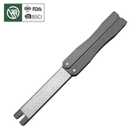 NOUVEAU Affûteur portable double face 400/600 grains, pierre à aiguiser diamantée de poche pour couteaux de cuisine, outils de jardin et d'extérieur