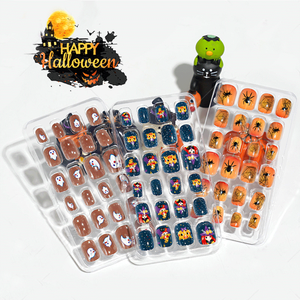 24 pièces <span class=keywords><strong>halloween</strong></span> couverture complète portable presse ongles longs Art gratuit autocollant pointe portant des outils fausse <span class=keywords><strong>manucure</strong></span> - Product Image 1