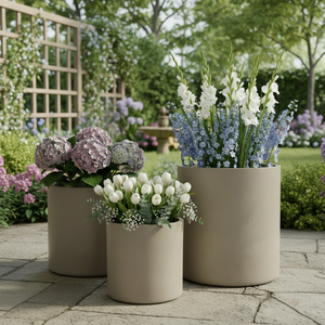 Maceta de arcilla de fibra de jardín <span class=keywords><strong>salvaje</strong></span> redonda de alta calidad, estilo minimalista, recubierta de polvo para interior/exterior - Product Image 3