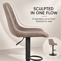 Chaise de bar pivotante réglable en hauteur avec siège en cuir PU et structure métallique pour îlot de cuisine, bar à domicile moderne ou hôtel