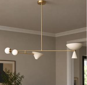 Modern Brass Asymmetrical Chandelier Sculptural <b>Pendant</b> Ceiling Light for Dining Room Kitchen Island and Living Room - Product Image 3