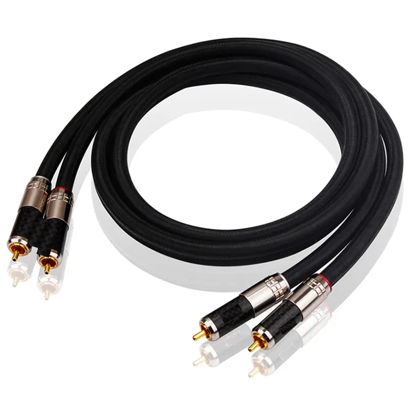 OCC Konduksi Seimbang 2RCA Sampai 2RCA Kabel HIFI Seri Premium Katun Kepang Kabel Audio Profesional untuk Amplifier CD