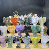 Pierre de Guérison en Gros, Cristal Naturel Fengshui, Artisanat Fait Main, Agate Mousse, Sculpture d'Ange Mixte, Cristal Tuoyong Poli Sculpté