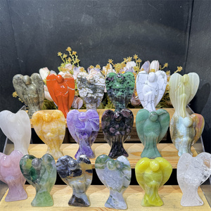หินบำบัดขายส่ง คริสตัลธรรมชาติ งานฝีมือทำมือ โมสอาเกตแกะสลักรูปนางฟ้า คริสตัลทูหยงแกะสลักขัดเงา - Product Image 1