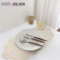 Dessous de verre en dentelle de coton tissé à la main, tresses rondes brodées au Crochet, pour vie de luxe,