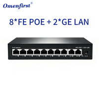 Switch PoE CCTV de 8 Puertos, 2 Puertos Gigabit Ethernet Uplink, Fuente de Alimentación Externa de 48V, 120W Máx. para Sistema de Cámaras IP y AP Inalámbricos, Venta al Por Mayor