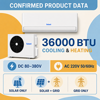 Climatiseur solaire hybride mural DC Inverter 36000 BTU 3 CV, unité split, compresseur rotatif double R32, intelligent pour la maison