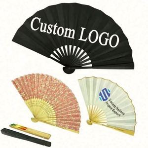 Factory Price Customized Design <b>Large</b> Size Folding Hand Fan <b>Plastic</b> Nylon Foldable Hand Fan Custom Printed Bamboo Folding Hand - Product Image 2