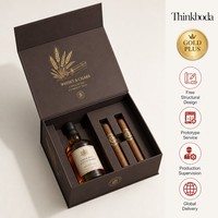 Caja de Regalo Personalizada para Whisky y Cigarros, Caja Rígida Marrón Oscuro con Detalles en Dorado, para Whisky Single Malt y Cigarros