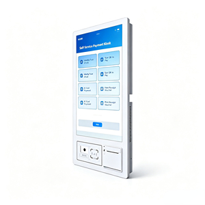 Kiosque à écran tactile en libre-service de 21,5 pouces avec <span class=keywords><strong>imprimante</strong></span> de reçus, lecteur de code QR, lecteur de cartes, double caméra pour terminal d'enregistrement d'hôtel - Product Image 1