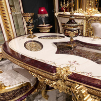 Ensemble de table à manger réglable en bois de luxe classique turc royal haut de gamme, meubles de salle à manger personnalisés