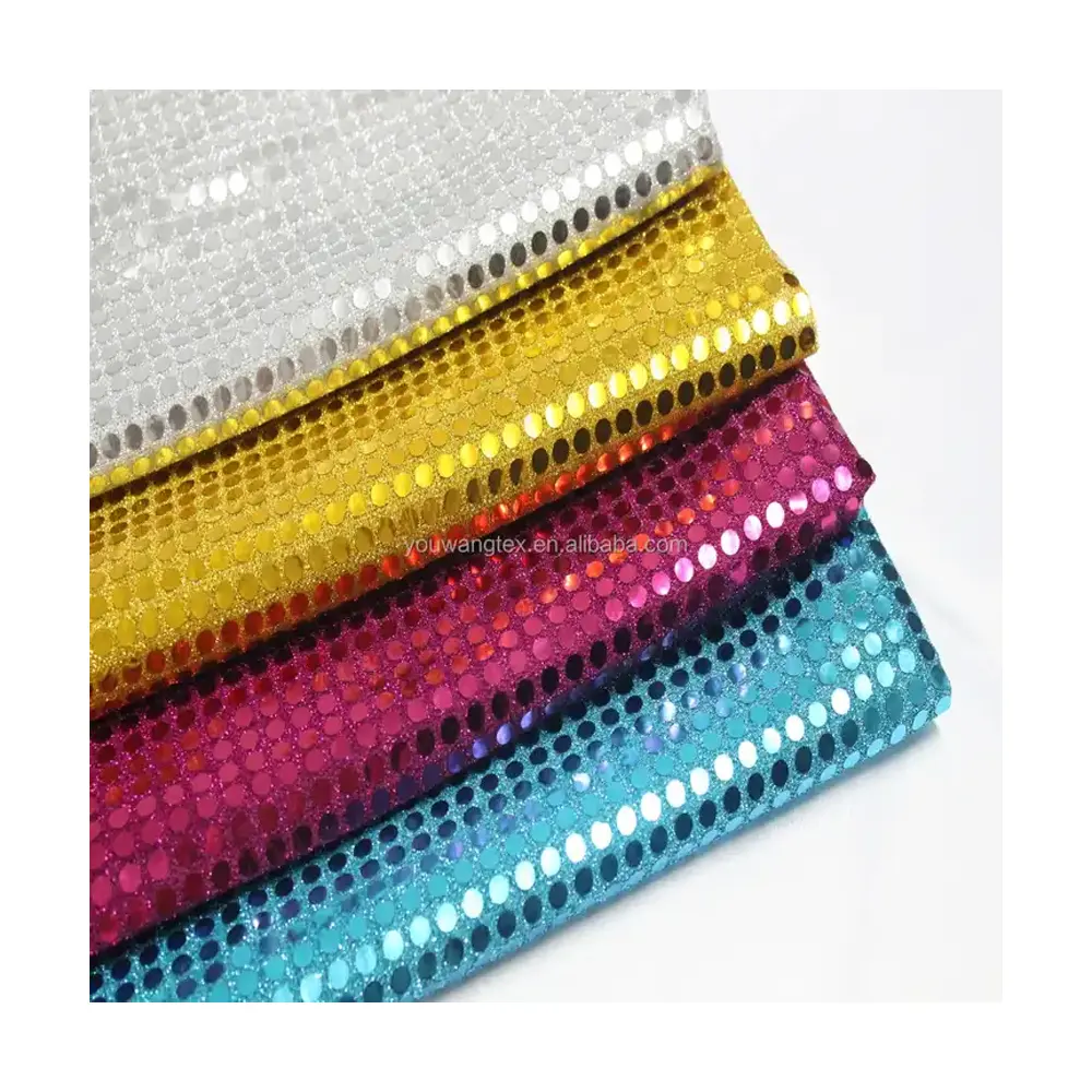 Tekstil multiwarna kain Satin poliester payet dengan gaun kain payet berkilau