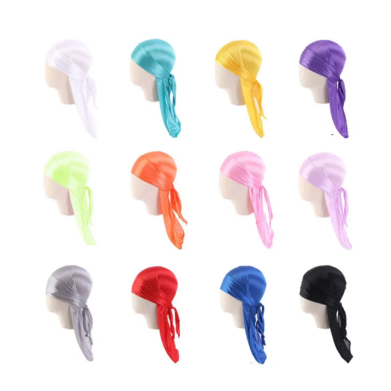 Tête de soie satinée imprimée sur mesure Extra Long-Tail Wraps Doo rag Do rag Durags Pour Enfants enfants Du Rag Designer Durag