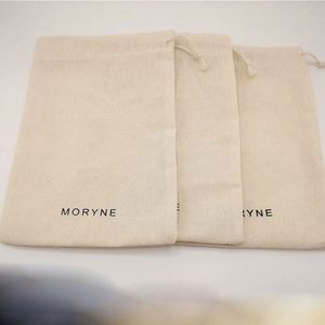 OEM&ODM Silk Screen Print Organic Cotton Muslin <b>Pouches</b> Natural Canvas Cotton <b>Drawstring</b> Bag Canvas <b>Drawstring</b> <b>Pouch</b> Dust Bag - Product Image 2