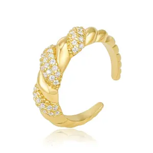 Gemnel holt sale jewelry gold-plated sterling silver ring chunky twist rope open adjustment ring