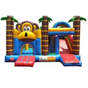 Factory Sale Monkey Style Inflatable Bouncer Jumper Bouncy Castle PVC Inflatable Bounce House Combo with Slide Kids Park Setting