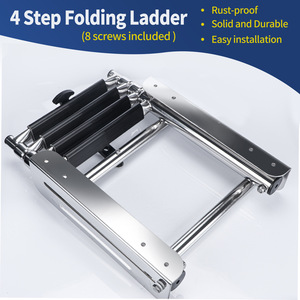 Stainless Steel Boat Ladder 4-Step Foldable Retractable For <b>Yacht</b> Boat Deck Access - Product Image 4