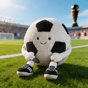 Peluche <span class=keywords><strong>de</strong></span> football haut <span class=keywords><strong>de</strong></span> gamme, série sportive, en coton PP, anti-stress et apaisante, modèle Amuseable Soccer Ball, assortie aux chaussures - Product Image 1
